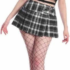 Gloednieuw 🔥 Banned Korte Rok -XL- Darkdoll Zwart/Wit 🧨