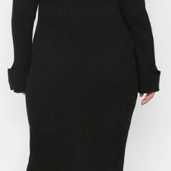 Goedkoopste ⌛ Trendyol Vrouwen Standaard V-hals Bodycon Plus Size Jurk 👏 -dameskleding Verkoop 314x840 2