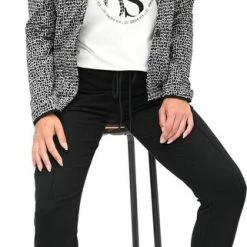 Gloednieuw ⌛ Zoso Blazer Tessa Printed Blazer 224 Black/offwhite Dames Maat - L 🔥 -dameskleding Verkoop 321x840 3