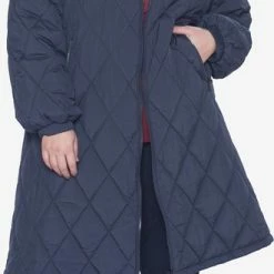Hete verkoop 🤩 EVIVA - Lange Quilted Pufferjas Met Kap - Donkerblauw ⭐