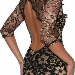 Beste Verkoop 😀 Produkt John Zack - Kanten Mini Jurk Zwart En Goud Backless / XXL 😀