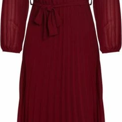 Flash-uitverkoop ⭐ Cassis Lange, Effen Plisséjurk Met Juweeldetail Aan De Hals 🎉 -dameskleding Verkoop 365x840