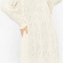 Uitgang ✨ LOLALIZA Gebreide Trui-jurk - Ecru - Maat XL 🧨