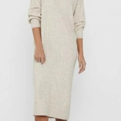 Beste Pirce ✔️ Only Jurk Onlnew Tessa L/s Midi V 👗 Dress Knt Noos 15236372 Pumice Stone/w. Melange Dames Maat - S 🥰 -dameskleding Verkoop 426x840 2