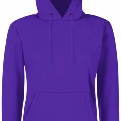 Nieuw 🎁 Fruit Of The Loom Vrouwen Dames Fit Sweatshirt Met Capuchon / Hoodie (Paars) 🔔
