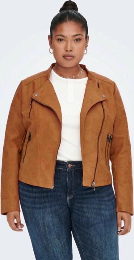 Promo π Only Carmakoma Caravana Faux Leather Biker Otw Leather Brown π 4 Promo π Only Carmakoma Caravana Faux Leather Biker Otw Leather Brown π - Afbeelding 4