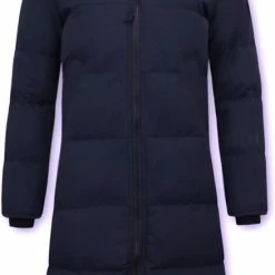 Beste Verkoop ⭐ Matogla Puffer Jacket Dames Lang Getailleerd - 8606 - Blauw ⭐