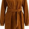 Groothandel 👍 WE Fashion Dames Corduroy Overhemdjurk Met Strikceintuur ⌛