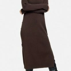 Coupon ⭐ GERRY WEBER Dames Jurk Met Ribbreisel Dark Oak-38 🔥