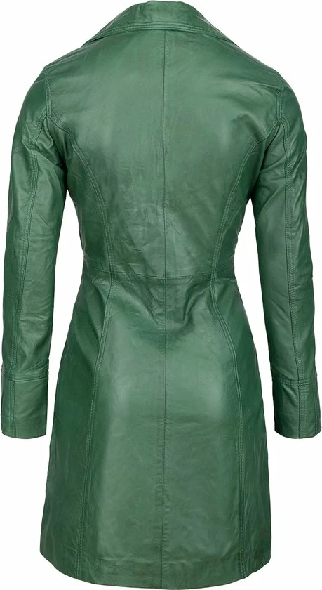 Hete verkoop 😉 Urban 5884® - Janice - Dames - Lange Leren Jas - Lamsleer - Schuine Ritssluiting - Groen - Maat XL 🧨 2 Hete verkoop 😉 Urban 5884® - Janice - Dames - Lange Leren Jas - Lamsleer - Schuine Ritssluiting - Groen - Maat XL 🧨 - Afbeelding 2