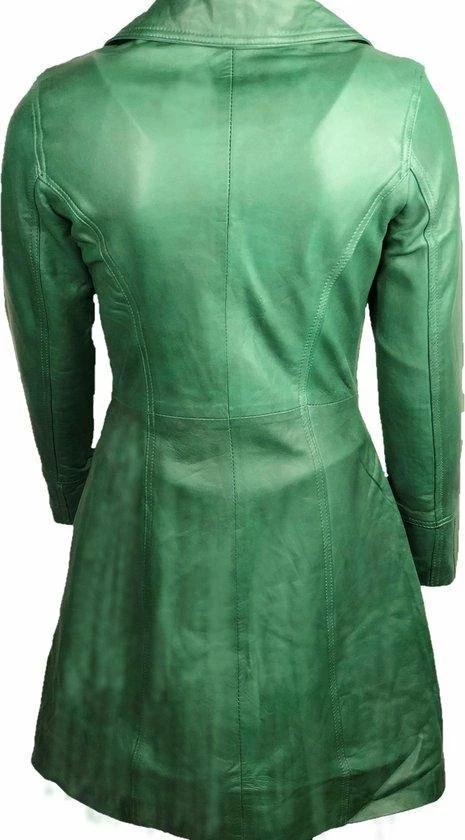 Hete verkoop 😉 Urban 5884® - Janice - Dames - Lange Leren Jas - Lamsleer - Schuine Ritssluiting - Groen - Maat XL 🧨 3 Hete verkoop 😉 Urban 5884® - Janice - Dames - Lange Leren Jas - Lamsleer - Schuine Ritssluiting - Groen - Maat XL 🧨 - Afbeelding 3