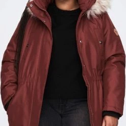 Flash-uitverkoop 😉 Only Carmakoma Carirena Parka/jas Bordeaux Rood Maat M 46/48 ✔️ -dameskleding Verkoop 469x840 1