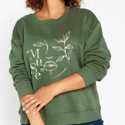 Aanbiedingen 🎉 LOLALIZA Sweater Met Artwork - Khaki - Maat XL 🎁 -dameskleding Verkoop 484x840 2