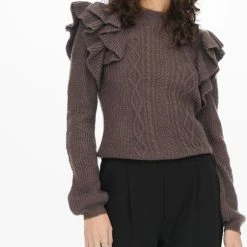 Uitgang 🤩 Jacqueline De Yong Trui Jdyfrance L/s Frill Sleeves Pullove 15271290 Chocolate Brown Dames Maat - M 🎉 -dameskleding Verkoop 485x840