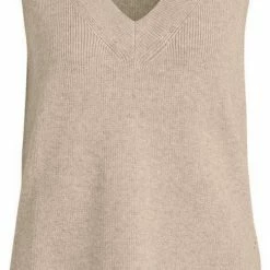 Hete verkoop 💯 Vila Trui Viril Knit Rib V-neck S/l Vest - Noos 14067804 Natural Melange Dames Maat - XS 👏
