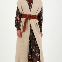 Coupon ⭐ Louise By E5 - Bruine Lange Mouwloze Cardigan - Dames - Maat S ⌛