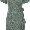 Promo 💯 VERO MODA VMHENNA 2/4 WRAP FRILL 👗 DRESS NOOS - Laurel Wreath - Dames - Maat L 🔥