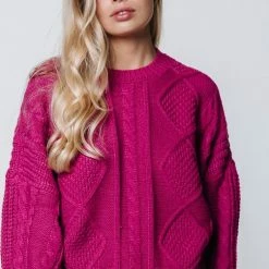 Coupon ✨ Colourful Rebel Olivia Cable Trui Paars Dames - Basic Fit - Katoen - M 😉