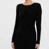 Kopen ✔️ Vero Moda Jurk Vmkanz Ls Abk Knot 👗 Dress Jrs 10277560 Black/black Lure Dames Maat - L 😀