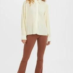 Beste Pirce 🎁 Vero Moda VMSUTTON L/S PLEATED 👚 SHIRT SB6 CP Dames Blouse Tofu - Maat XL 💯 -dameskleding Verkoop 521x840 3