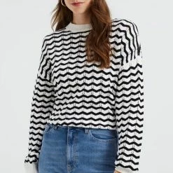 Beste Pirce 👏 WE Fashion Dames Gestreepte Trui Met Opengewerkt Dessin. 🌟 -dameskleding Verkoop 531x840 9