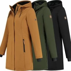 Kopen 🔔 Travelin' Jack Elin Dames Softshell Jas Parka Lang - Bruin - Maat 38 🧨 -dameskleding Verkoop 550x519