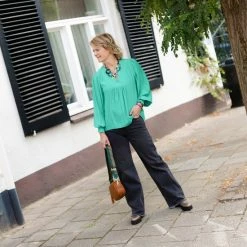 Groothandel 😉 Sisters Point - Viada Blouse - Groen Met Fijne Streep - Maat L 😉 -dameskleding Verkoop 550x550 138