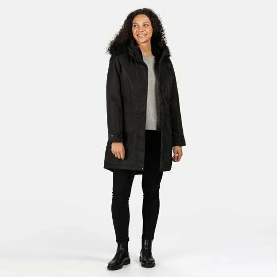 Begroting ✨ Lexis Waterdichte, Geïsoleerde Parka Jas Met Capuchon Met Rand Van Imitatiebont Van Regatta Voor Dames, Outdoorjas, Zwart 🎁 3 Begroting ✨ Lexis Waterdichte, Geïsoleerde Parka Jas Met Capuchon Met Rand Van Imitatiebont Van Regatta Voor Dames, Outdoorjas, Zwart 🎁 - Afbeelding 3