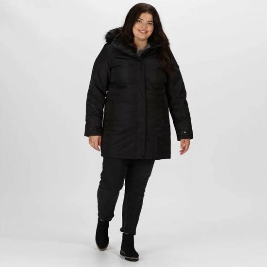 Begroting ✨ Lexis Waterdichte, Geïsoleerde Parka Jas Met Capuchon Met Rand Van Imitatiebont Van Regatta Voor Dames, Outdoorjas, Zwart 🎁 7 Begroting ✨ Lexis Waterdichte, Geïsoleerde Parka Jas Met Capuchon Met Rand Van Imitatiebont Van Regatta Voor Dames, Outdoorjas, Zwart 🎁 - Afbeelding 7