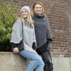 Kopen 🎉 Knit Factory Nicky Gebreide Dames Poncho - Antraciet - One Size - Met Opstaande Kraag 🤩 -dameskleding Verkoop 550x550 9