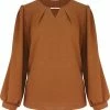 Promo ✔️ Dressqode Gold V Blouse Cognac ❤️