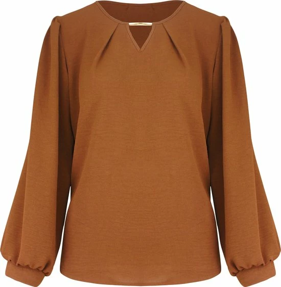 Promo ✔️ Dressqode Gold V Blouse Cognac ❤️ 1 Promo ✔️ Dressqode Gold V Blouse Cognac ❤️