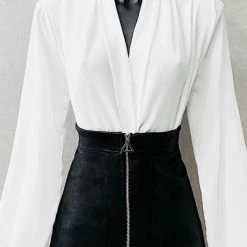 Uitgang ❤️ Merkloos Blouse Body | Wit | Maat M 🌟