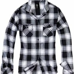 Uitgang 🎁 Urban Classics Blouse -M- Amy Flanell Wit/Zwart 😍