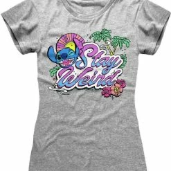 Groothandel 🔔 Disney Lilo & Stitch - Stay Weird Fitted T-Shirt Grijs 🛒