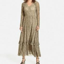 Goedkoop 😉 TAIFUN Dames Maxi-jurk Van Zachte Mesh Black Gemustert-46 😀 -dameskleding Verkoop 550x628