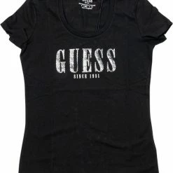 Aanbiedingen 🎁 Guess SS CN Fanny Tee Dames T-shirt - Zwart - Maat M 💯