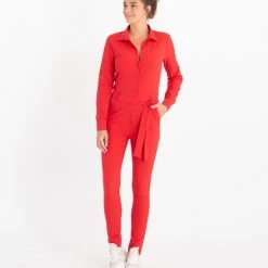 Nieuw 🧨 Rode Jumpsuit Van Je M'appelle - Dames - Travelstof - Maat L - 3 Maten Beschikbaar 🎉 -dameskleding Verkoop 550x640