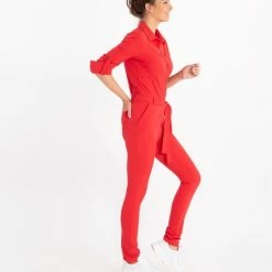 Nieuw 🧨 Rode Jumpsuit Van Je M'appelle - Dames - Travelstof - Maat L - 3 Maten Beschikbaar 🎉 -dameskleding Verkoop 550x650 1