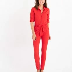 Nieuw ๐งจ Rode Jumpsuit Van Je M'appelle - Dames - Travelstof - Maat L - 3 Maten Beschikbaar ๐