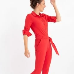 Nieuw 🧨 Rode Jumpsuit Van Je M'appelle - Dames - Travelstof - Maat L - 3 Maten Beschikbaar 🎉 -dameskleding Verkoop 550x658