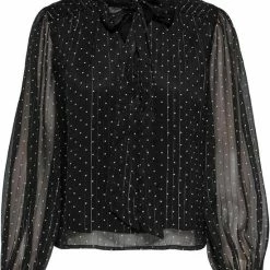 Begroting 🤩 Jacqueline De Yong Blouse Jdycody L/s Bow Top Wvn 15275002 Black/tapiocat D Dames Maat - S 🎁