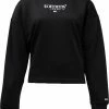 Beste deal 🎉 Tommy Hilfiger TJW RLXD ESSENTIAL LOGO 1 CREW Dames Sweater - Zwart - Maat XL 🤩