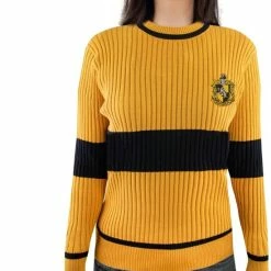Groothandel ✔️ Cinereplicas Harry Potter - Hufflepuff / Huffelpuf Quidditch Sweater / Zwerkbal Trui / Trui-M 🛒 -dameskleding Verkoop 550x672