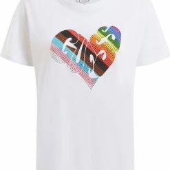 Korting 💯 Guess Ss Rainbow Street Tee Tops & T-shirts - Wit ⌛
