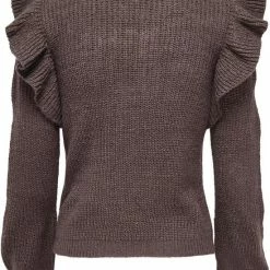 Uitgang 🤩 Jacqueline De Yong Trui Jdyfrance L/s Frill Sleeves Pullove 15271290 Chocolate Brown Dames Maat - M 🎉 -dameskleding Verkoop 550x679 2