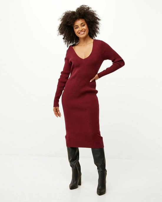 Beste Verkoop π€© Mexx Dames V-neck Gebreide Jurk Donker Rood π 2 Beste Verkoop π€© Mexx Dames V-neck Gebreide Jurk Donker Rood π - Afbeelding 2