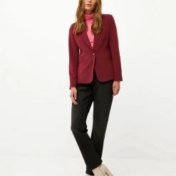 Hete verkoop ⌛ Mexx Dames Single Button Blazer Donker Rood 🎁 -dameskleding Verkoop 550x687 7