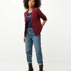 Hete verkoop ⌛ Mexx Dames Single Button Blazer Donker Rood 🎁 -dameskleding Verkoop 550x687 8