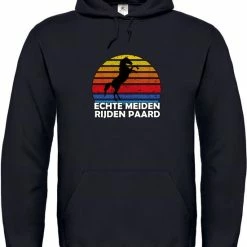 Korting 🤩 Merkloos Klere-Zooi - Echte Meiden Rijden Paard - Hoodie - M 🧨